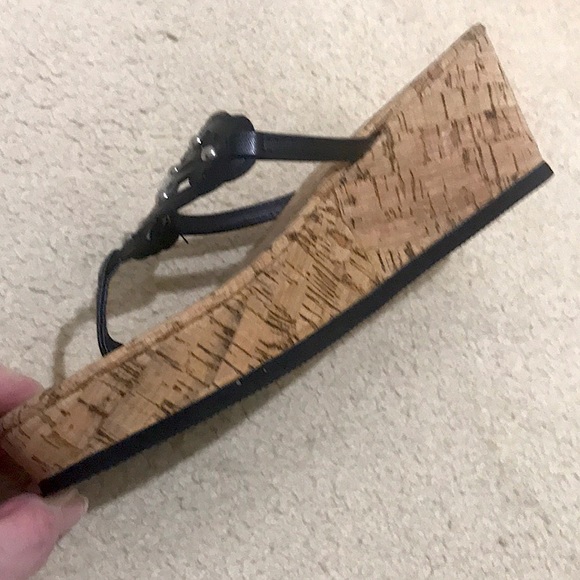 🆕🔥EXPRESS SMALL PLATFORM CORK WEDGES BLACK&BLING SILVER STONES REALLY CUTE!! - Picture 5 of 12